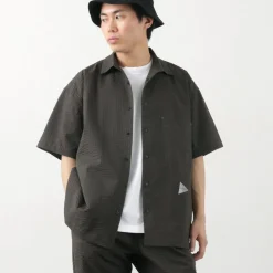 AND WANDER Shirts^/ Dry Soft Seersucker Short Sleeve Shirt