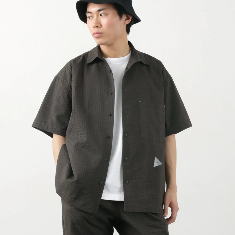 AND WANDER Shirts^/ Dry Soft Seersucker Short Sleeve Shirt