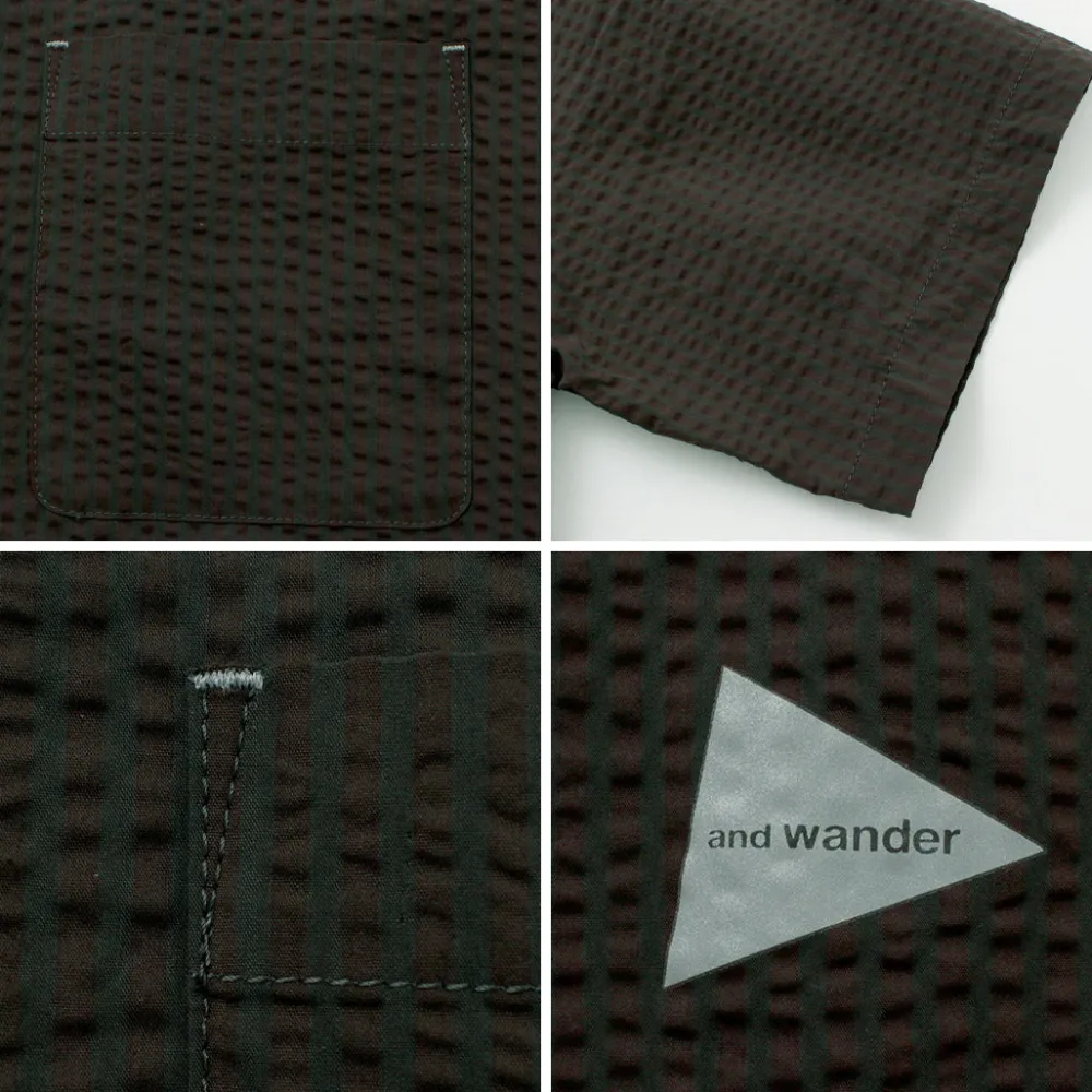 AND WANDER Shirts^/ Dry Soft Seersucker Short Sleeve Shirt