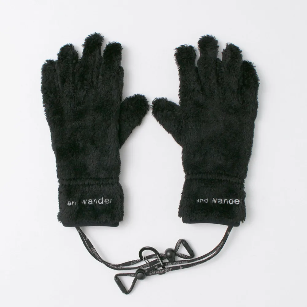 AND WANDER Gloves^/ High-Loft Fleece Gloves black