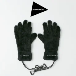 AND WANDER Gloves^/ High-Loft Fleece Gloves black
