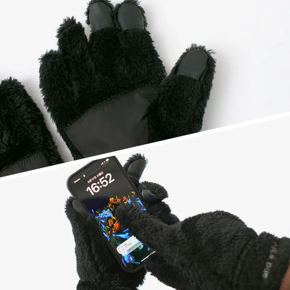 AND WANDER Gloves^/ High-Loft Fleece Gloves black