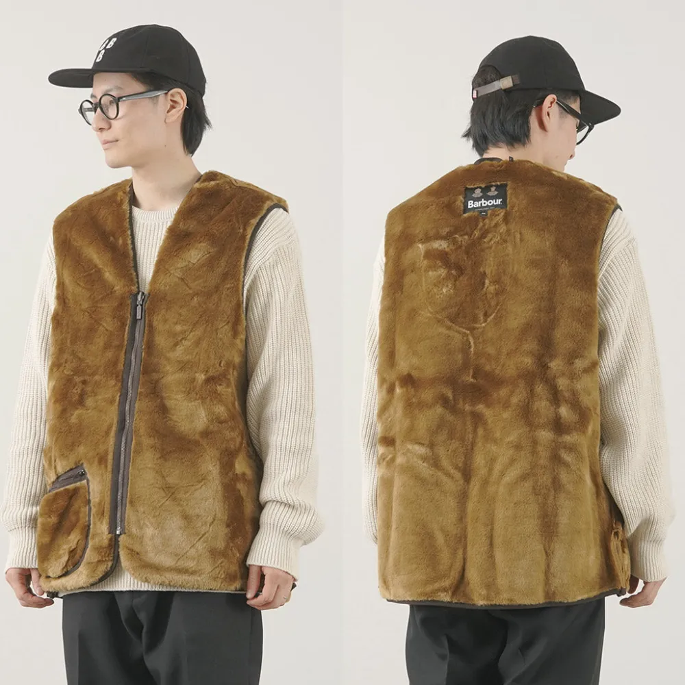 BARBOUR Vests^/ Warm Pile Waistcoat Zip-in Liner brown