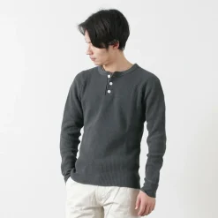 BARNS T-Shirts^/ BR-3051 Big Waffle Henley Neck Long Sleeve Thermal / T-Shirt