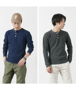 BARNS T-Shirts^/ BR-3051 Big Waffle Henley Neck Long Sleeve Thermal / T-Shirt