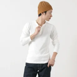 BARNS T-Shirts^/ BR-3051 Big Waffle Henley Neck Long Sleeve Thermal / T-Shirt