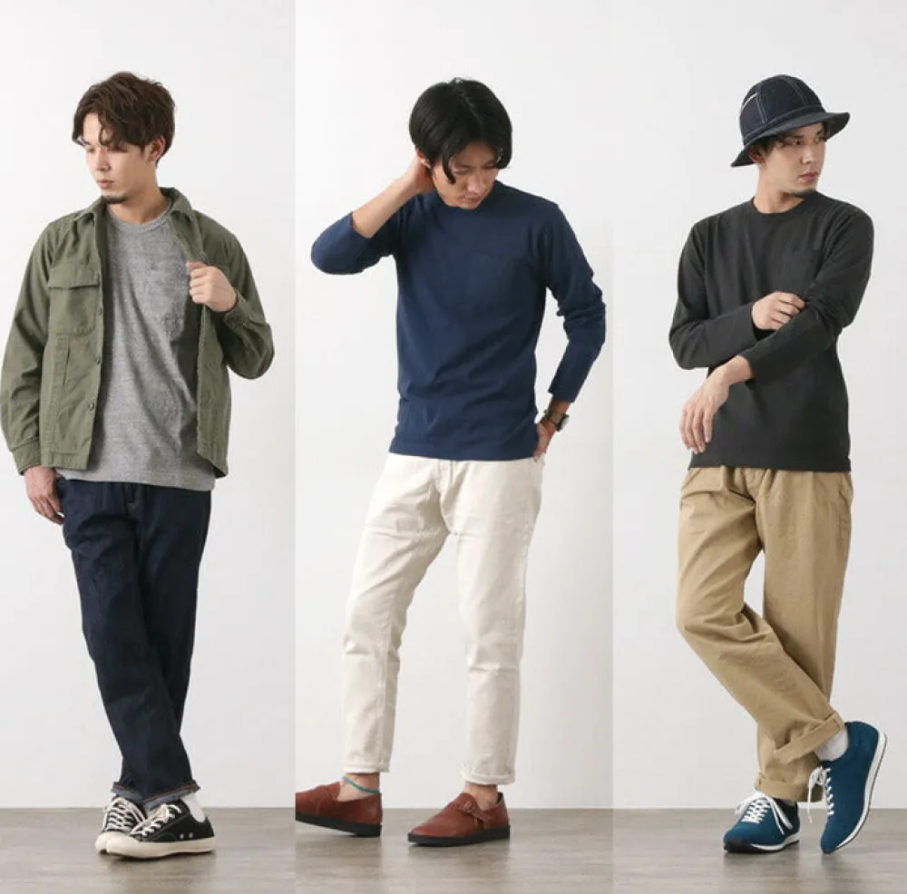 BARNS T-Shirts^/ BR-1106 Jersey Crew Neck L/S Pocket T-Shirt