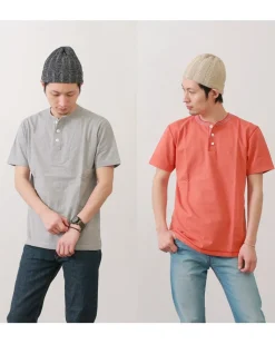 BARNS T-Shirts^/ BR-8146 Knitsted Henley Neck Short Sleeve Crew Neck T-Shirt