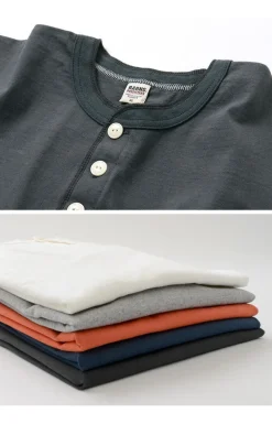 BARNS T-Shirts^/ BR-8146 Knitsted Henley Neck Short Sleeve Crew Neck T-Shirt