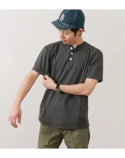 BARNS T-Shirts^/ BR-8146 Knitsted Henley Neck Short Sleeve Crew Neck T-Shirt