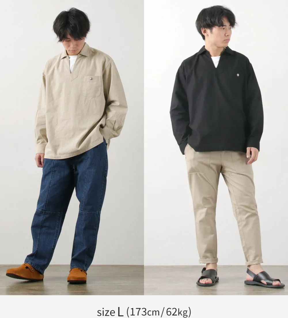 BARNS Shirts^/ Cotton linen skipper button works concho shirt