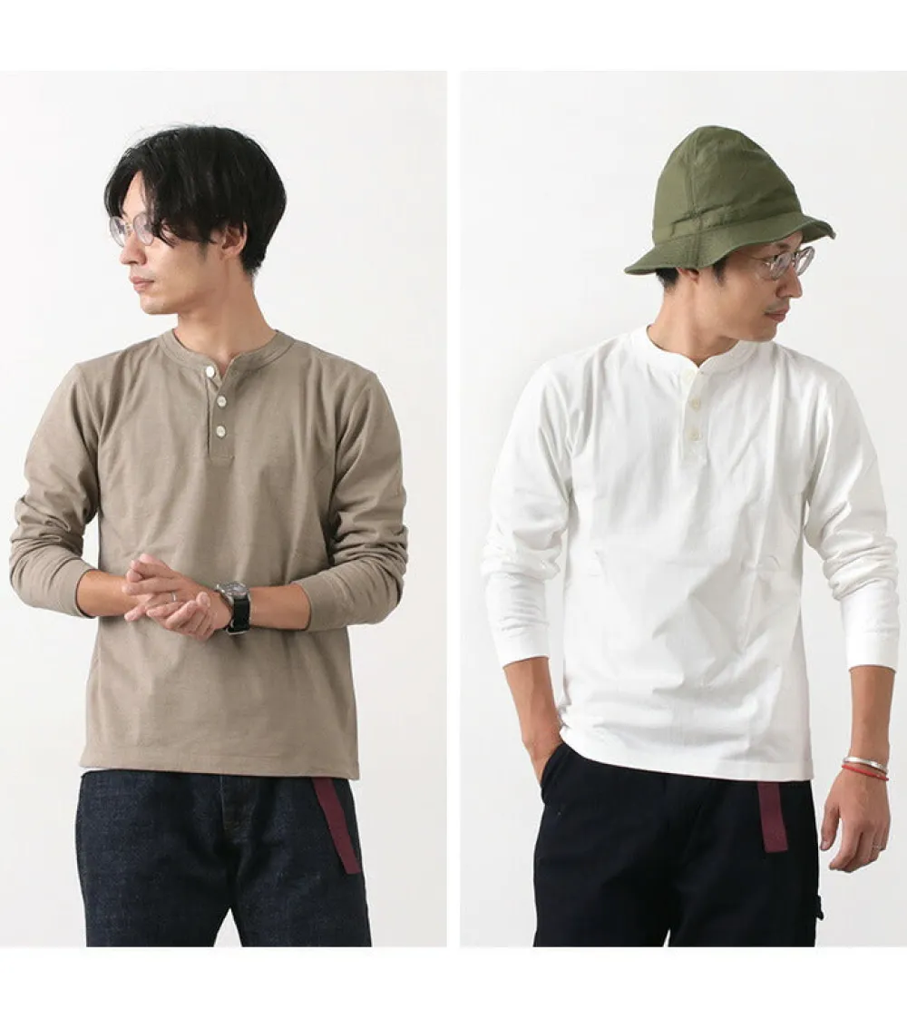 BARNS T-Shirts^/ COZUN Knit Vintage Long Sleeve Henry Neck T-Shirt