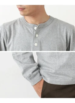 BARNS T-Shirts^/ COZUN Knit Vintage Long Sleeve Henry Neck T-Shirt