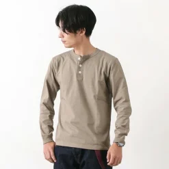 BARNS T-Shirts^/ COZUN Knit Vintage Long Sleeve Henry Neck T-Shirt