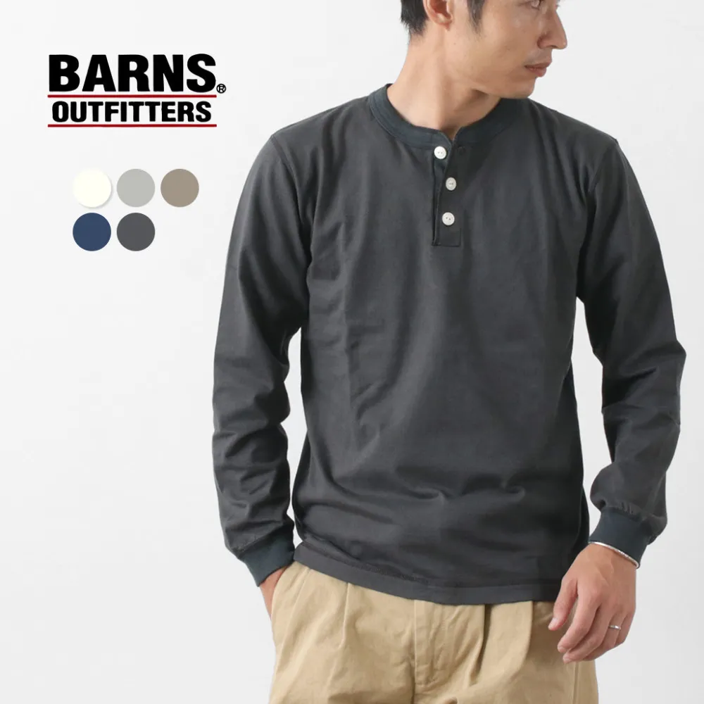 BARNS T-Shirts^/ COZUN Knit Vintage Long Sleeve Henry Neck T-Shirt