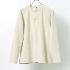 BARNS T-Shirts^/ Spun Milled Henley Neck Long Sleeve T-Shirt