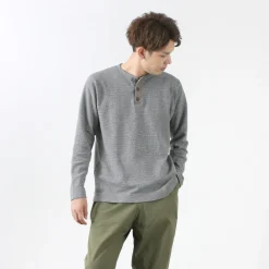 BARNS T-Shirts^/ Spun Milled Henley Neck Long Sleeve T-Shirt