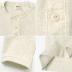 BARNS T-Shirts^/ Spun Milled Henley Neck Long Sleeve T-Shirt