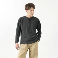 BARNS T-Shirts^/ Spun Milled Henley Neck Long Sleeve T-Shirt