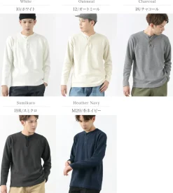 BARNS T-Shirts^/ Spun Milled Henley Neck Long Sleeve T-Shirt