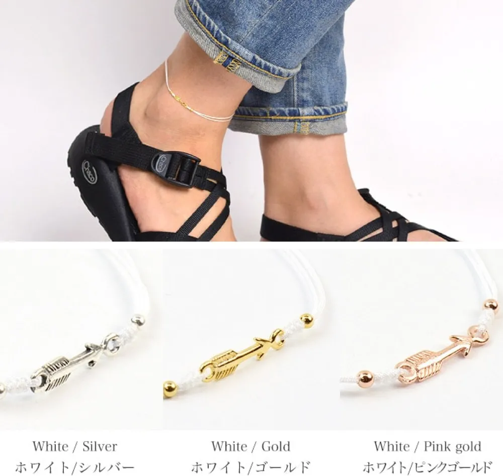 CHALISA T.. Anklets^/ Arrow Silver Notched Cord Anklet