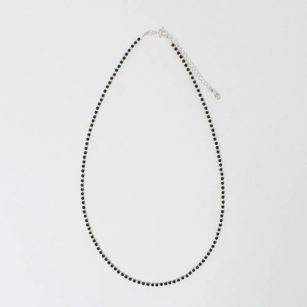 CHALISA T.. Anklets^/ onyx beads silver ball chain necklace 925 silver black