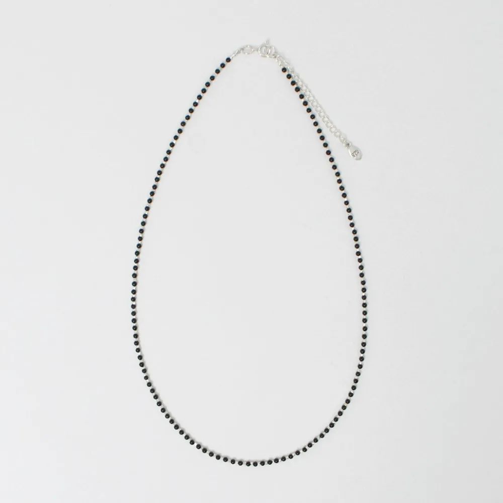 CHALISA T.. Anklets^/ onyx beads silver ball chain necklace 925 silver black