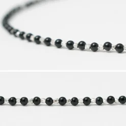 CHALISA T.. Anklets^/ onyx beads silver ball chain necklace 925 silver black