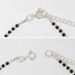 CHALISA T.. Anklets^/ onyx beads silver ball chain necklace 925 silver black