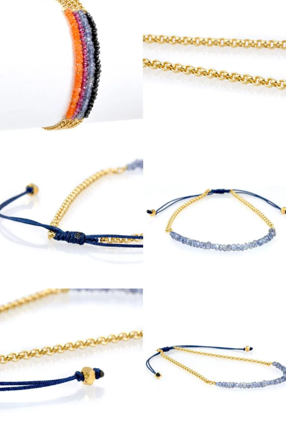 CHALISA T.. Anklets^/ Chain Stone Beads Notched Cord Anklet
