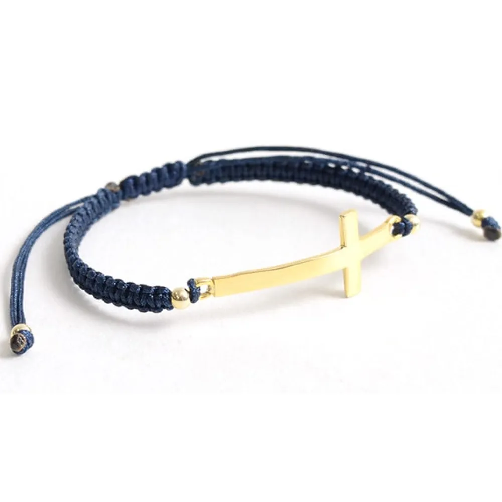 CHALISA T.. Anklets^/ Flatt Silver Cross Notched Cord Bracelet