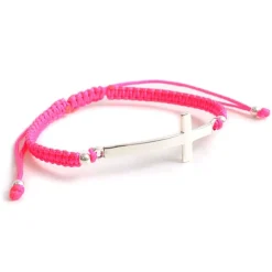 CHALISA T.. Anklets^/ Flatt Silver Cross Notched Cord Bracelet
