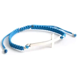 CHALISA T.. Anklets^/ Flatt Silver Cross Notched Cord Bracelet