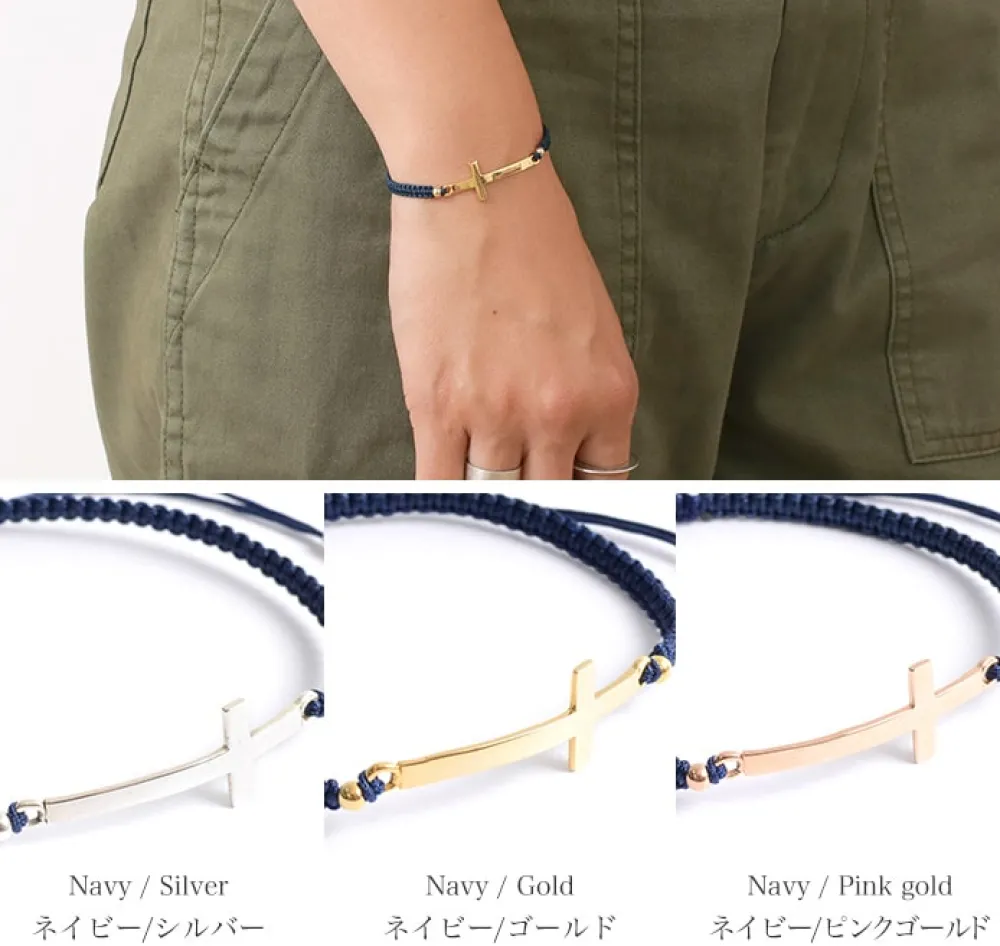 CHALISA T.. Anklets^/ Flatt Silver Cross Notched Cord Bracelet