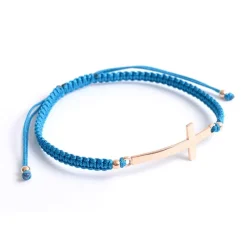 CHALISA T.. Anklets^/ Flattened Silver Cross Knotted Cord Anklet
