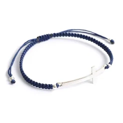 CHALISA T.. Anklets^/ Flattened Silver Cross Knotted Cord Anklet