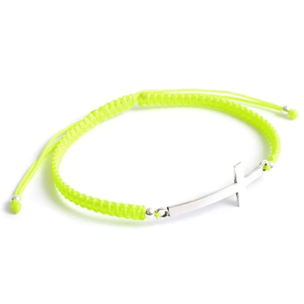 CHALISA T.. Anklets^/ Flattened Silver Cross Knotted Cord Anklet