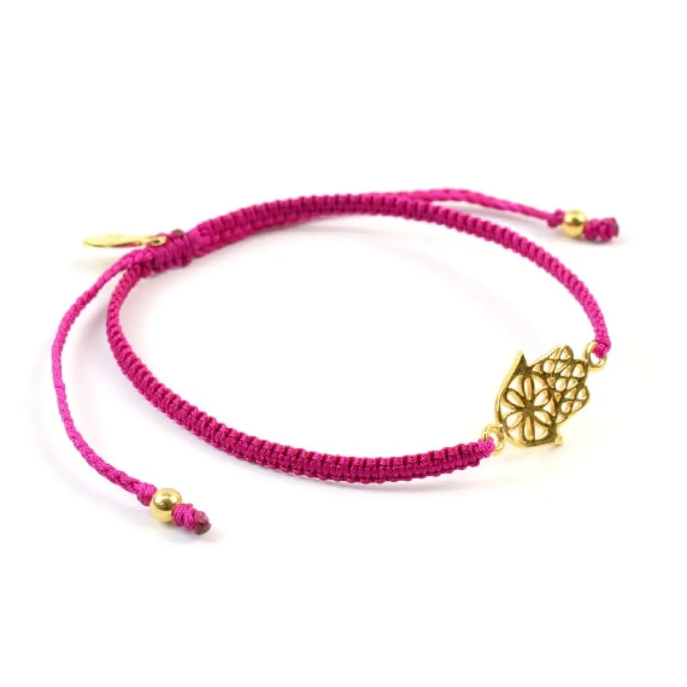 CHALISA T.. Anklets^/ Hamsa Hand Knotted Cord Bracelet