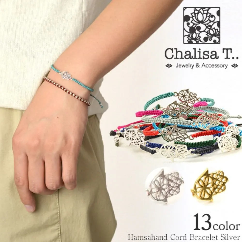 CHALISA T.. Anklets^/ Hamsa Hand Knotted Cord Bracelet