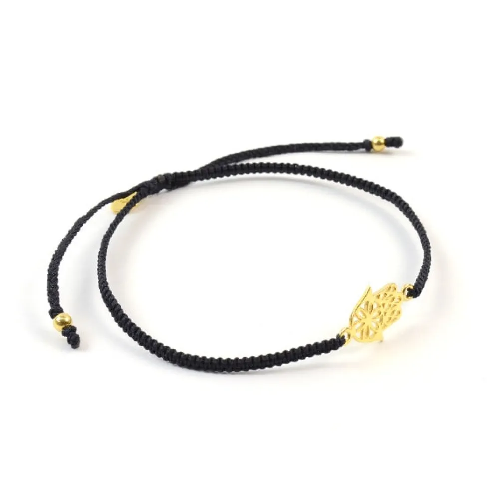 CHALISA T.. Anklets^/ Hamsa Hand Notched Cord Anklet