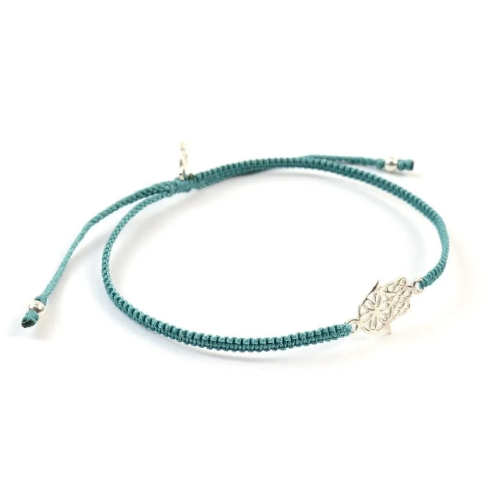 CHALISA T.. Anklets^/ Hamsa Hand Notched Cord Anklet
