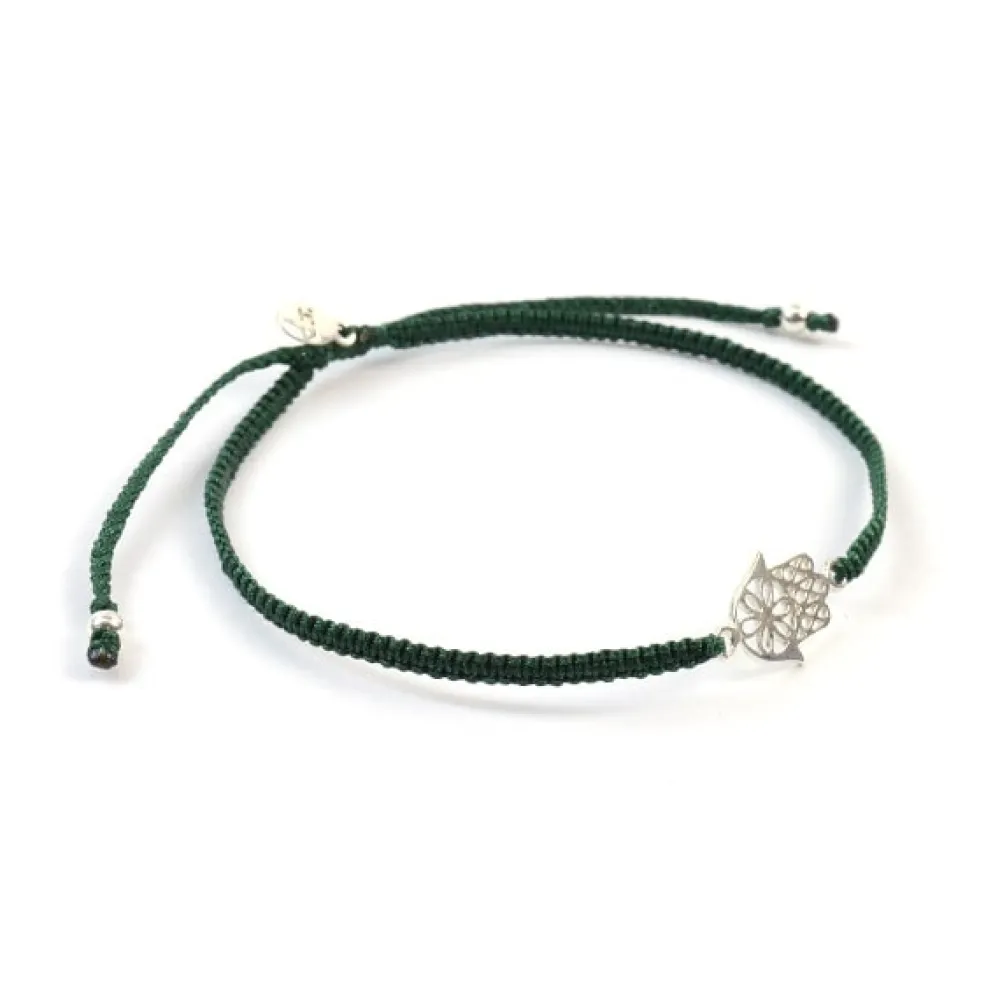 CHALISA T.. Anklets^/ Hamsa Hand Notched Cord Anklet