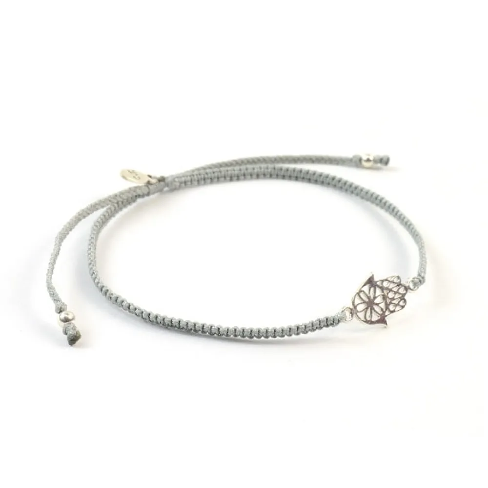 CHALISA T.. Anklets^/ Hamsa Hand Notched Cord Anklet