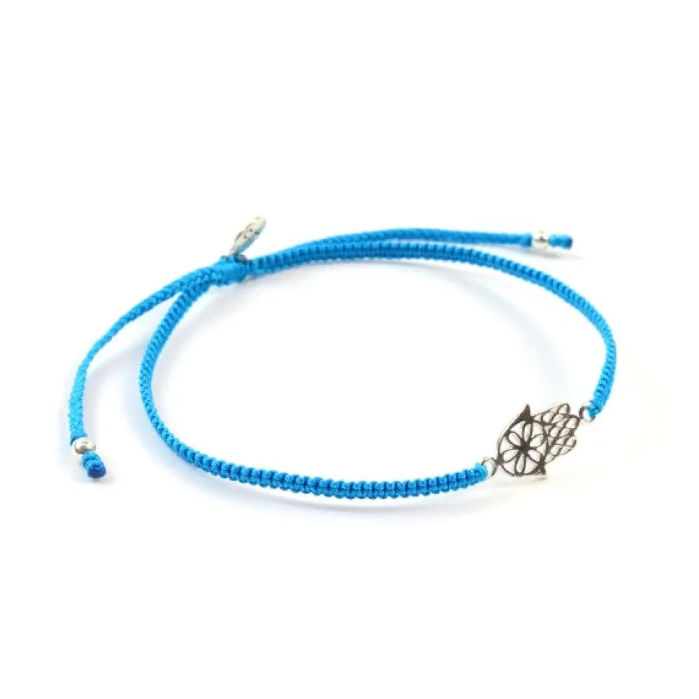 CHALISA T.. Anklets^/ Hamsa Hand Notched Cord Anklet