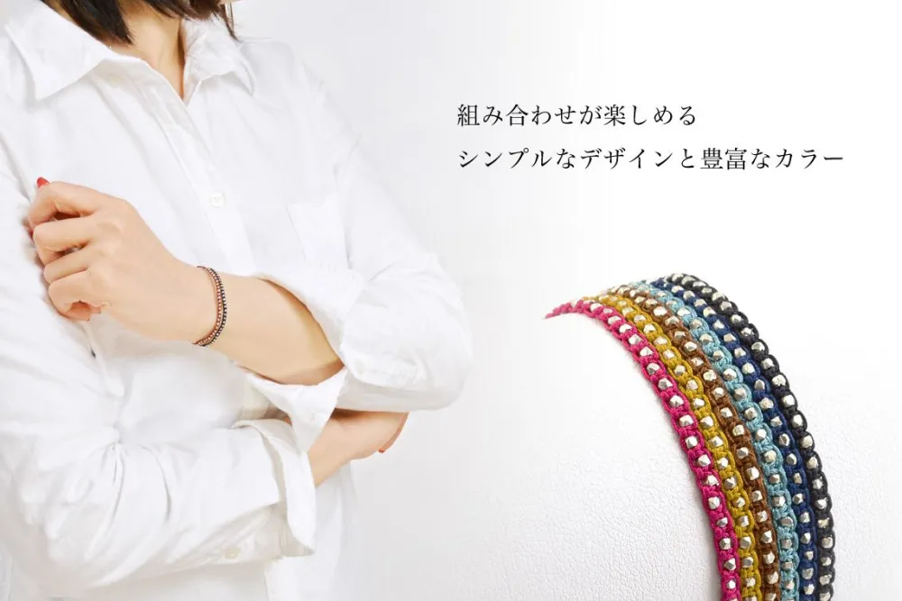 CHALISA T.. Bracelets^/ Karen Silver Beaded Notched Cord Bracelet