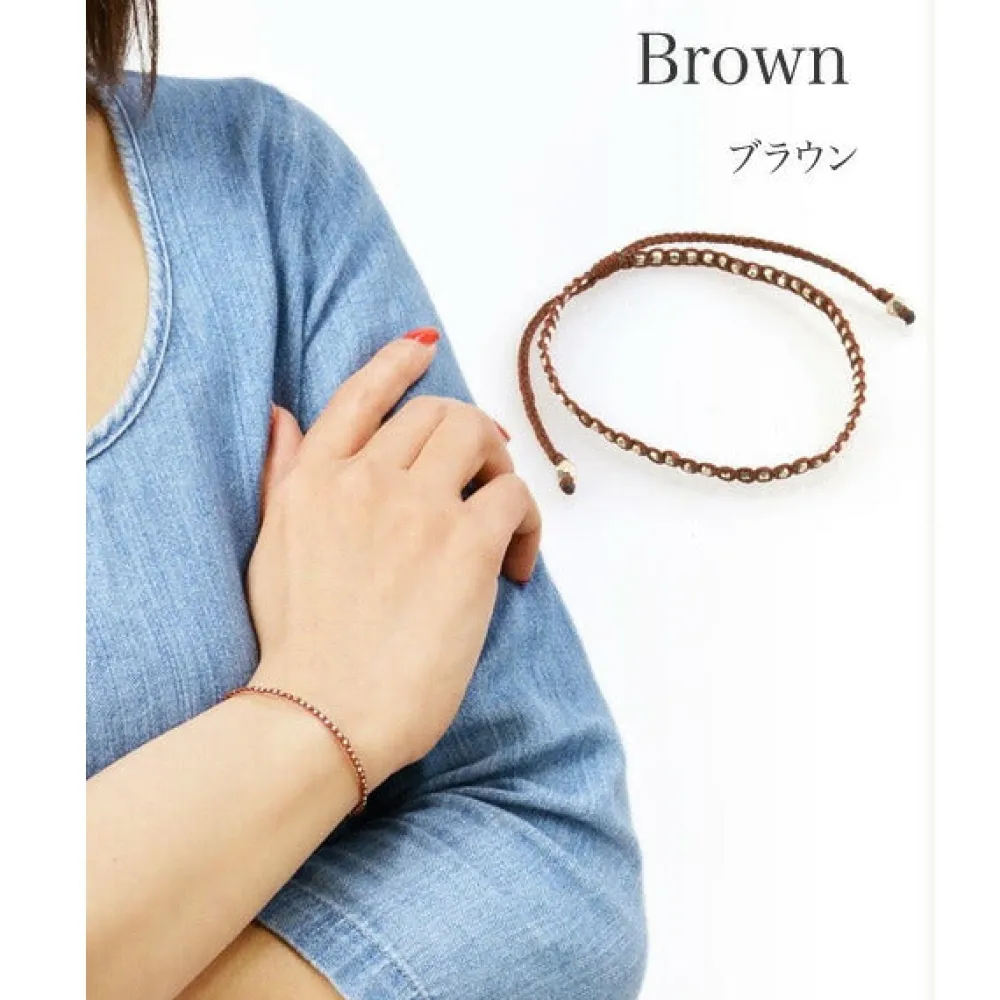 CHALISA T.. Bracelets^/ Karen Silver Beaded Notched Cord Bracelet