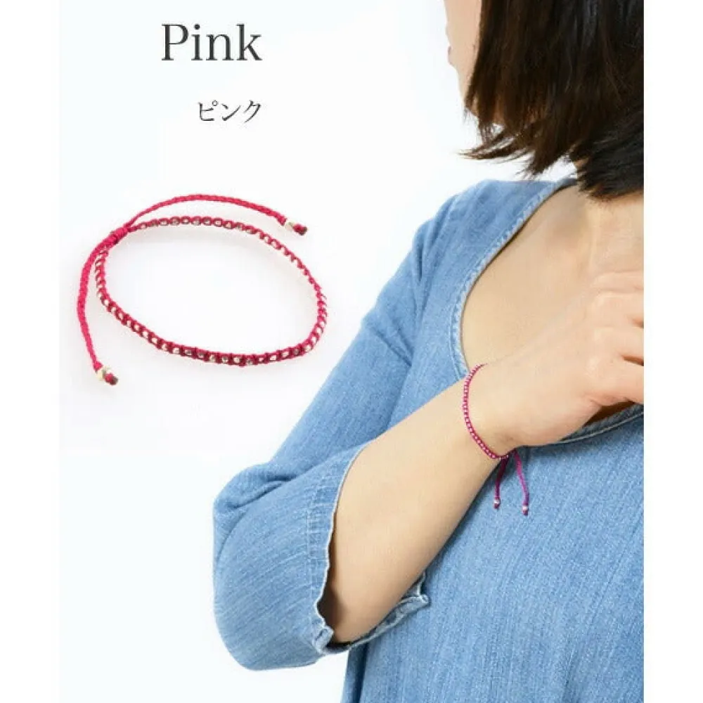 CHALISA T.. Bracelets^/ Karen Silver Beaded Notched Cord Bracelet