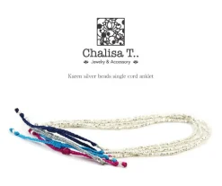 CHALISA T.. Anklets^/ Karen Silver Beads Single Cord Anklet