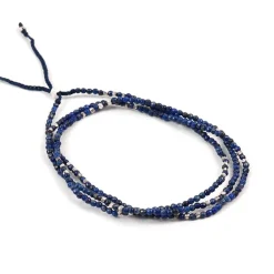 CHALISA T.. Anklets^/ Lapis lazuli 2mm cut beads 2 way accessory necklace / bracelet blue