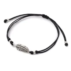 CHALISA T.. Anklets^/ Mini Feather Notched Cord Bracelet